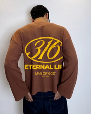 Eternal Life Waffle Knit Tee- Brown